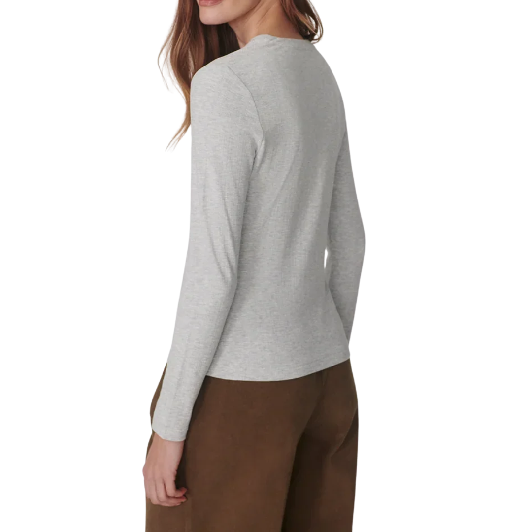KESIA LONG SLEEVE HENLEY LIGHT GRAY MARL