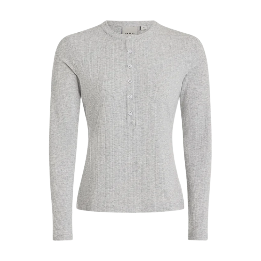 KESIA LONG SLEEVE HENLEY LIGHT GRAY MARL