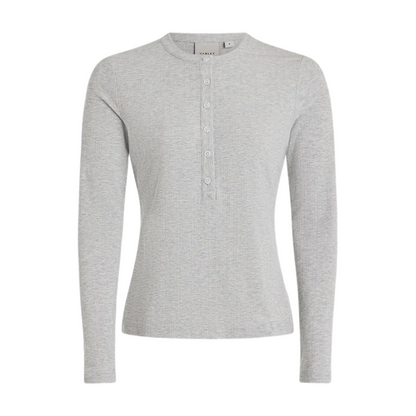 KESIA LONG SLEEVE HENLEY LIGHT GRAY MARL