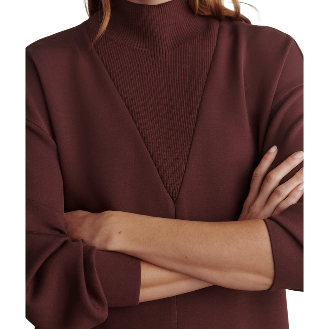 NOVI LONGLINE MOCK NECK DEEP MAHOGANY