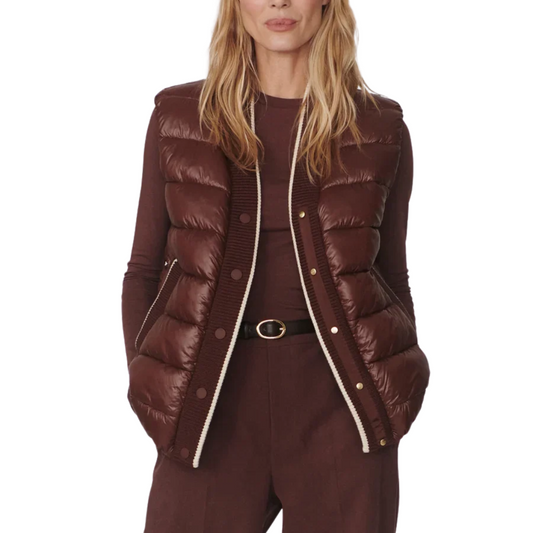 COLWYN SHORT BOXY GILET BROWN STONE