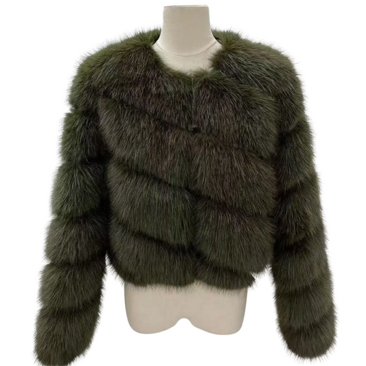 PAULA FAUX FUR JACKET KHAKI GREEN