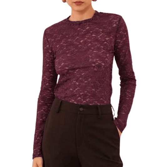 LUCY LONG SLEEVE LACE TOP PLUM
