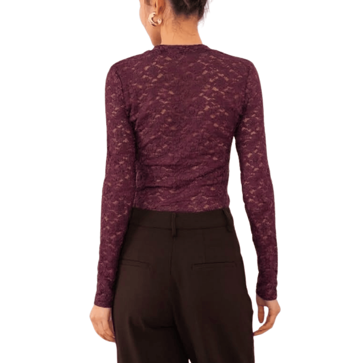 LUCY LONG SLEEVE LACE TOP PLUM