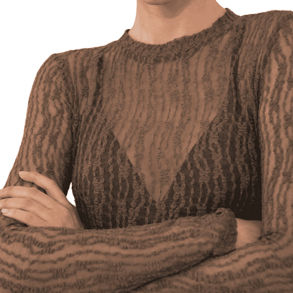 LUCY LONG SLEEVE LACE TOP KHAKI