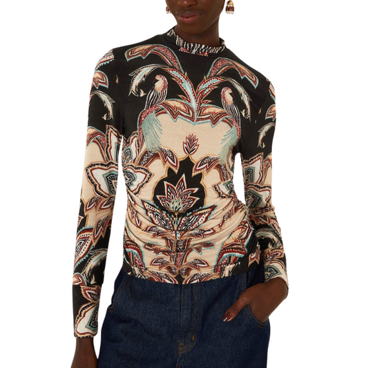 TAPESTRY JERSEY BLOUSE BEIGE