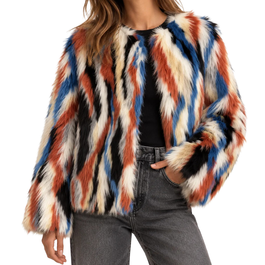 FAUX FUR CROPPED COAT MULTI