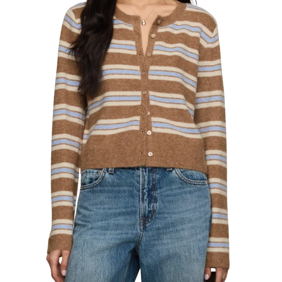 MEDINA STRIPE CARDIGAN GOLDEN CARAMEL
