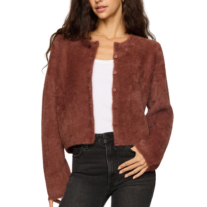 WINTERGLOW FLUFFY CARDIGAN DARK ROAST