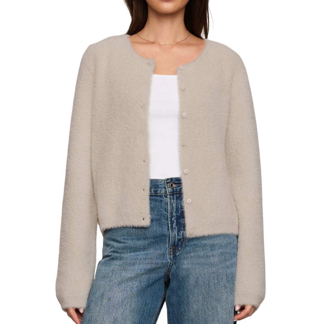WINTERGLOW FLUFFY CARDIGAN FROSTED PEARL