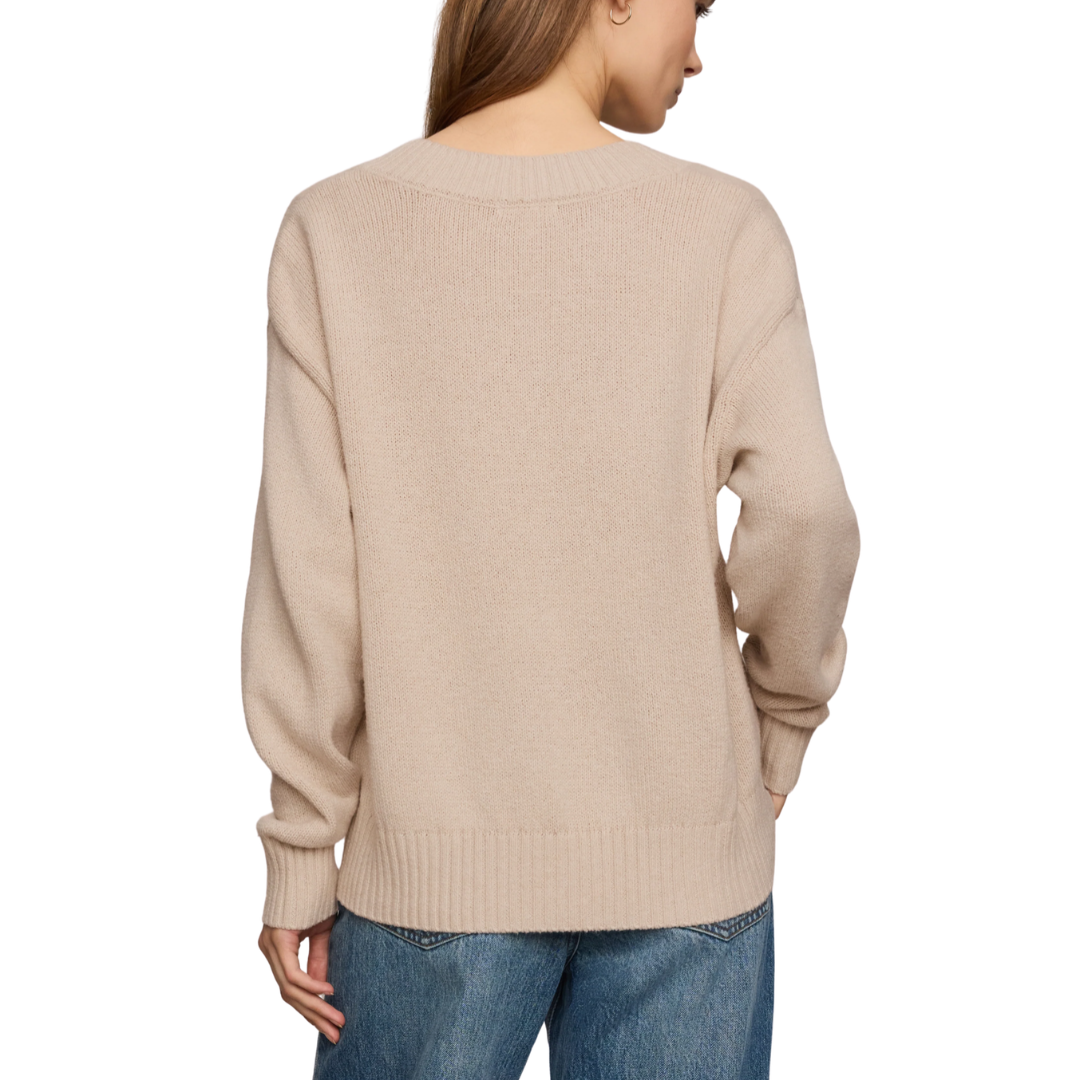 CLOUD SPUN V-NECK SWEATER FROSTED PEARL