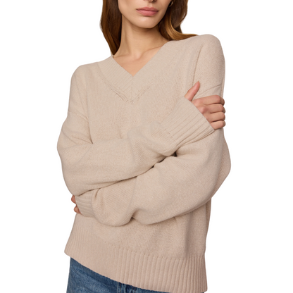 CLOUD SPUN V-NECK SWEATER FROSTED PEARL