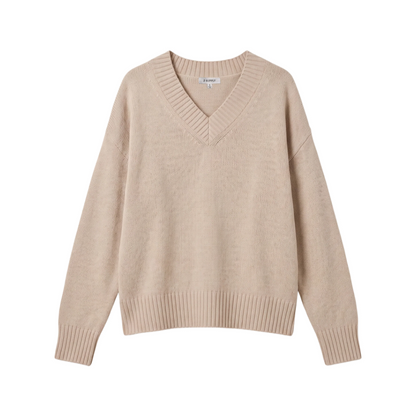 CLOUD SPUN V-NECK SWEATER FROSTED PEARL