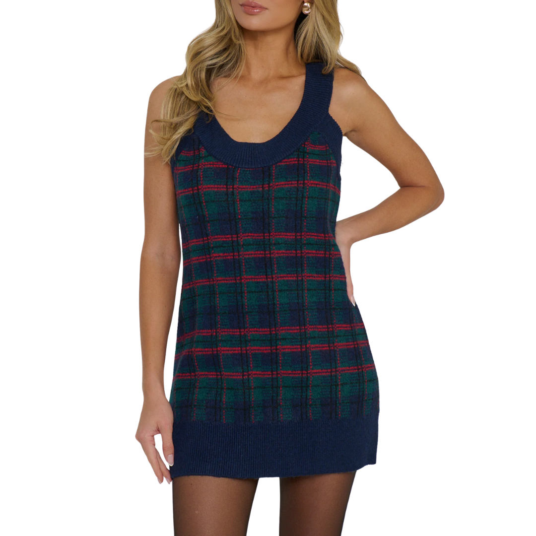 SUTTON SWEATER DRESS WINDSOR PLAID