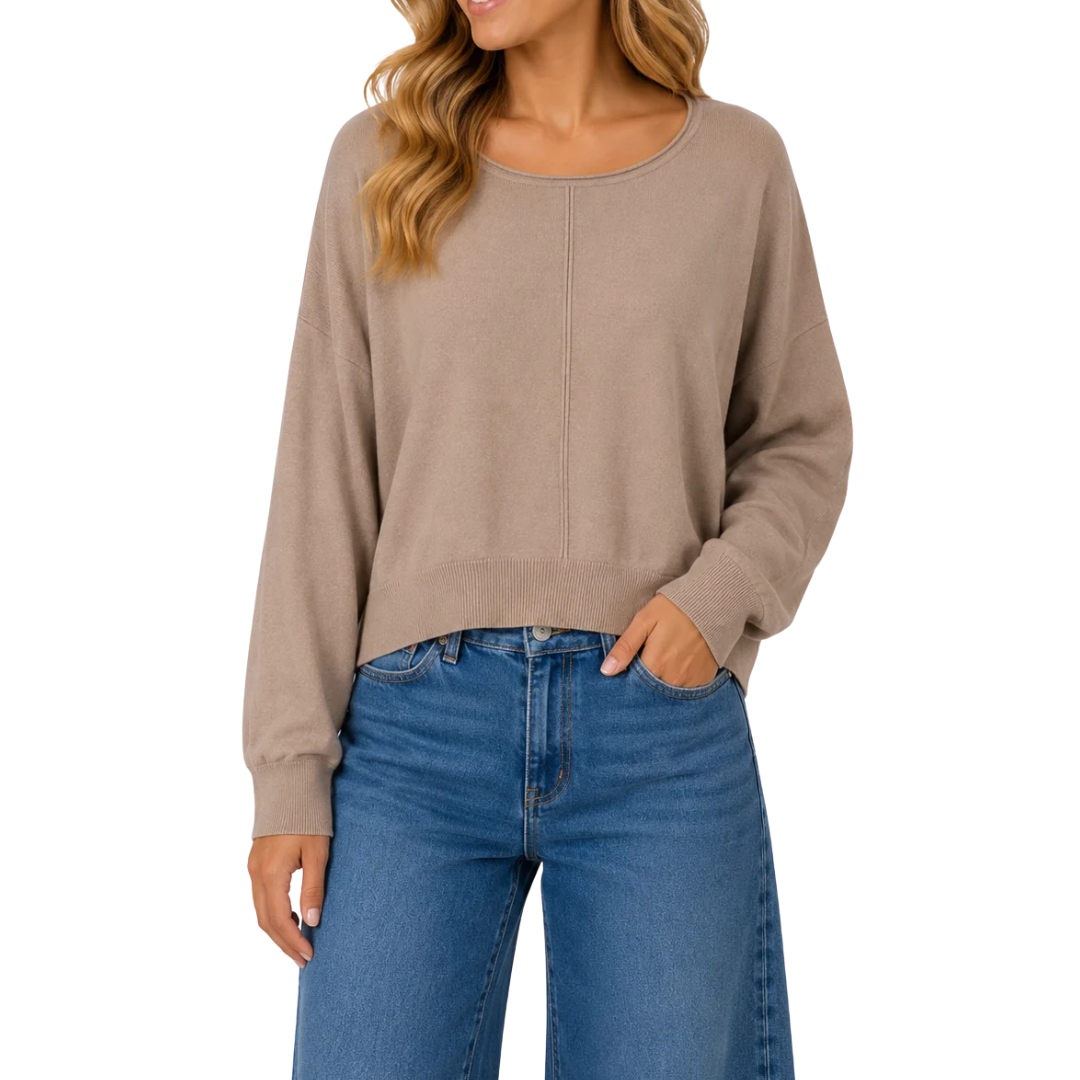 LILY ROUND NECK SWEATER TAUPE