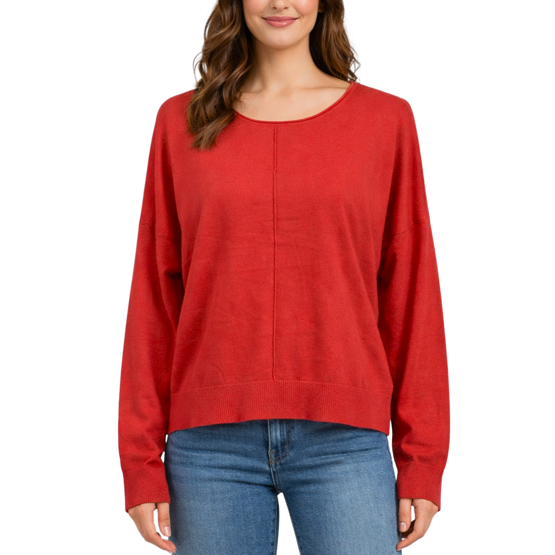 LILY ROUND NECK SWEATER RED