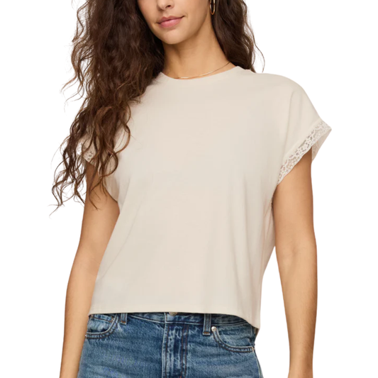 MARIKA LACE TRIM MUSCLE TEE CLOUD