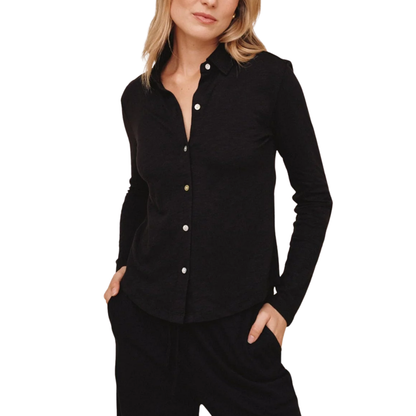 BUTTON UP KNIT TOP BLACK