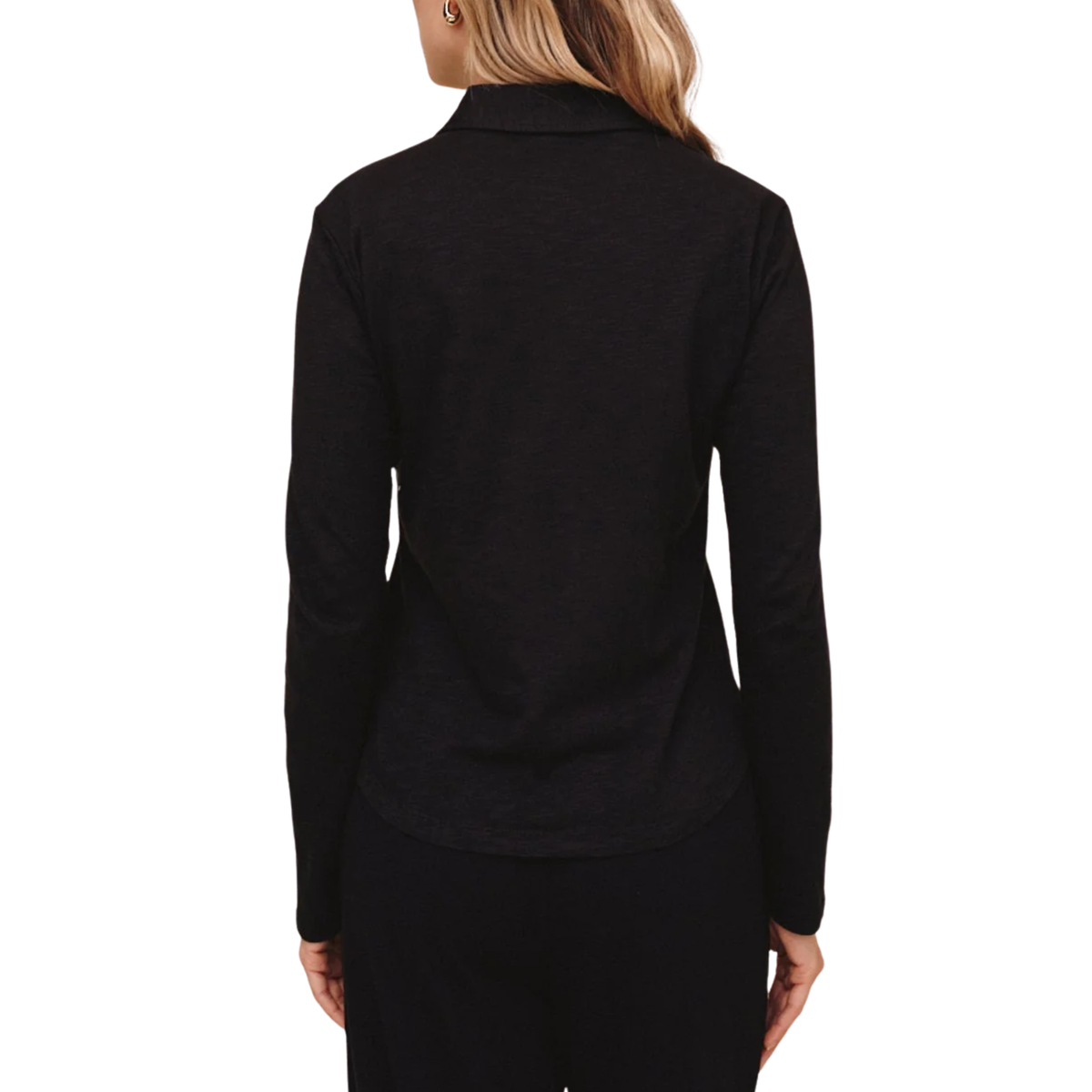 BUTTON UP KNIT TOP BLACK