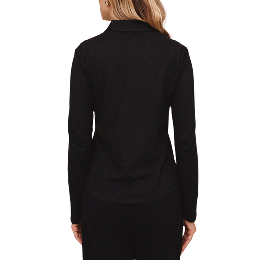 BUTTON UP KNIT TOP BLACK