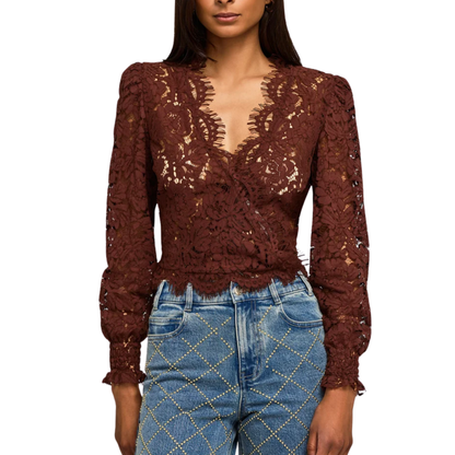 KAIRI LACE BLOUSE ESPRESSO