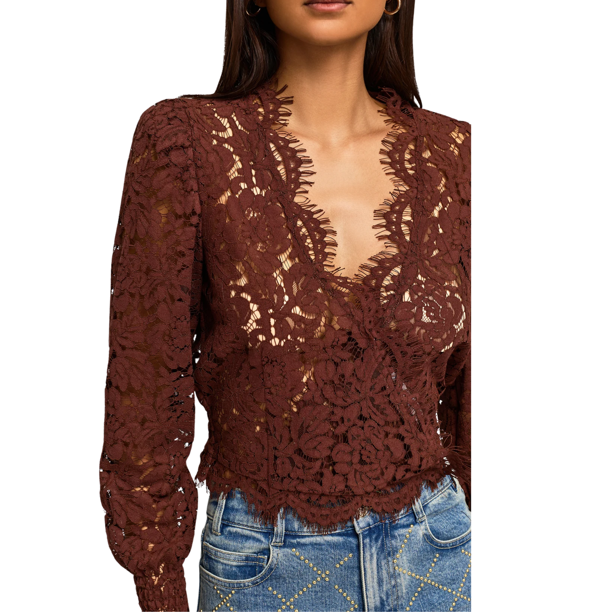 KAIRI LACE BLOUSE ESPRESSO