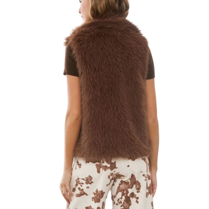 JUNIE FAUX FUR VEST BROWN
