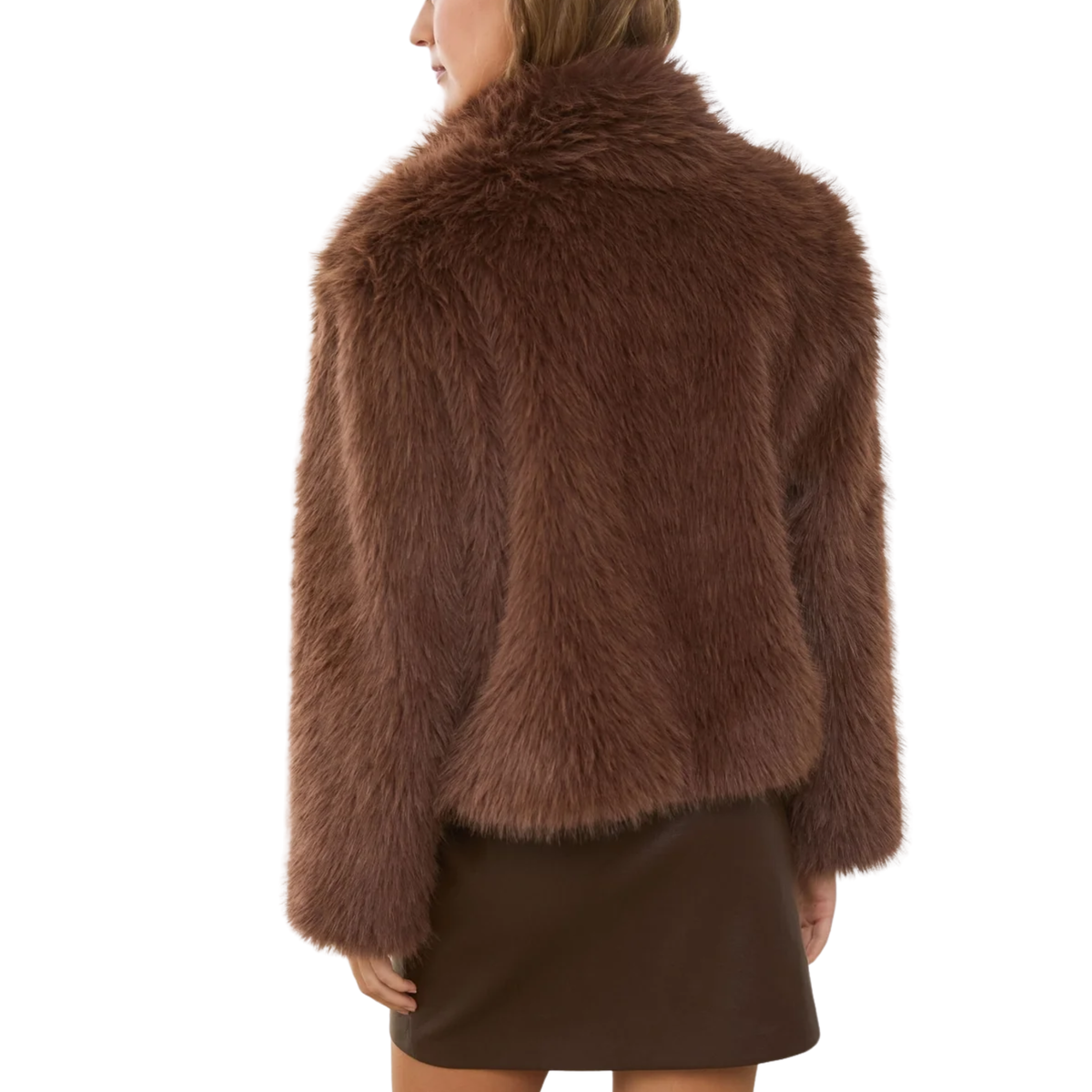JILLIAN FAUX FUR SHORT JACKET BROWN