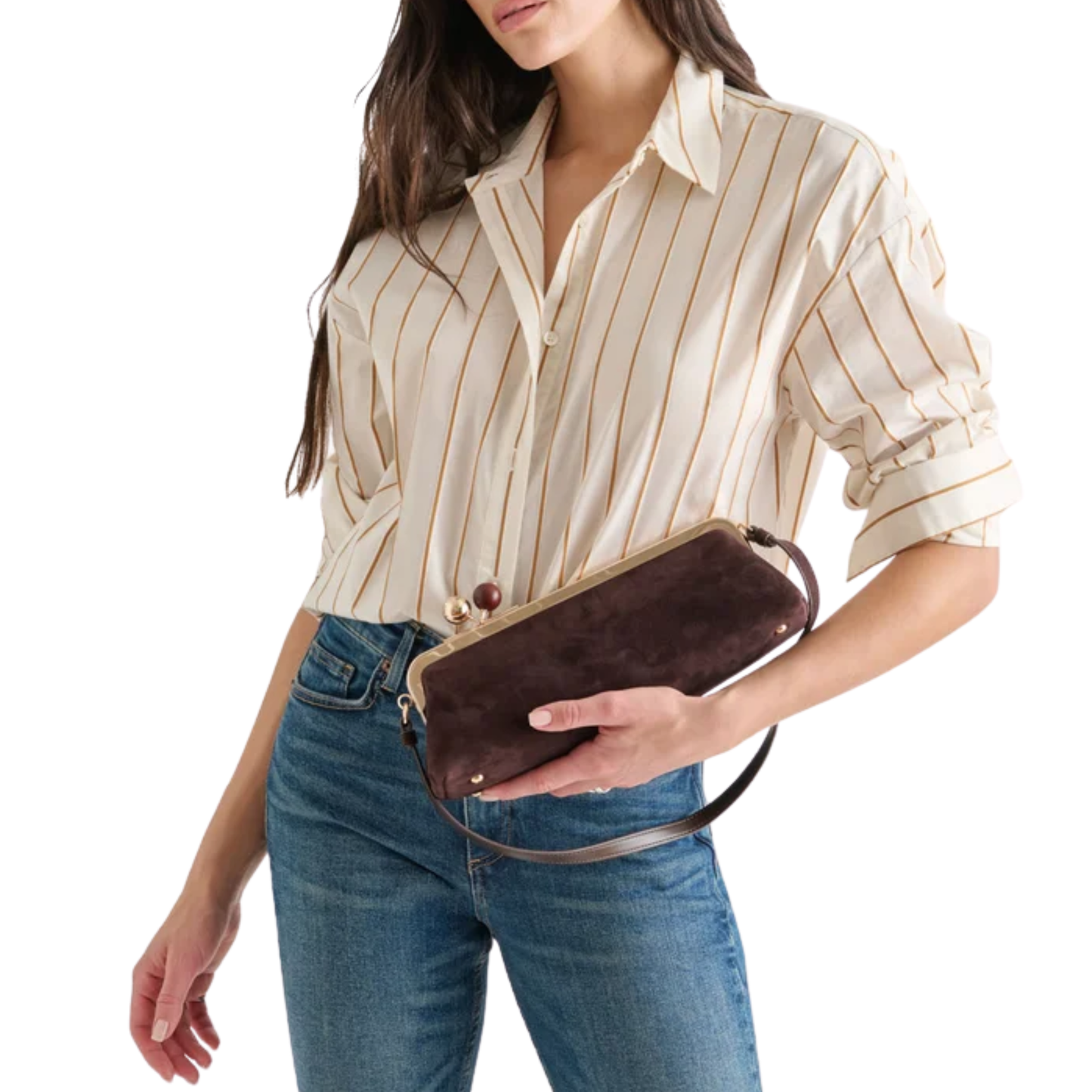 AMBRIAA HANDBAG CHOCOLATE SUEDE