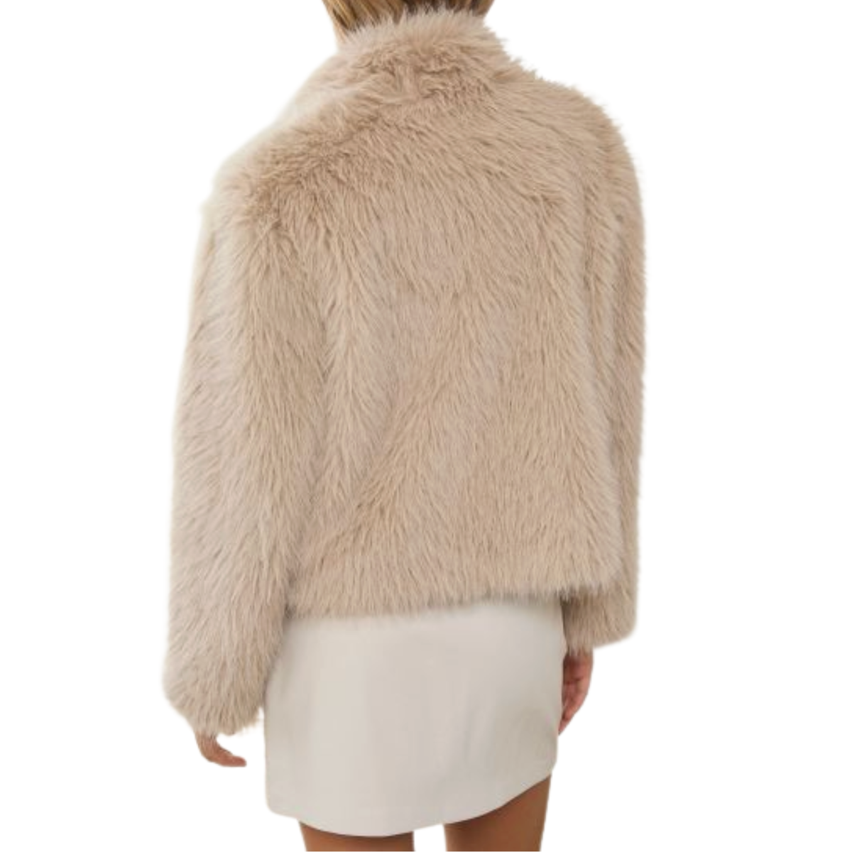 JILLIAN FAUX FUR SHORT JACKET TAUPE