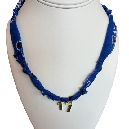 17 FOOTBALL CHARM NECKLACE BLUE