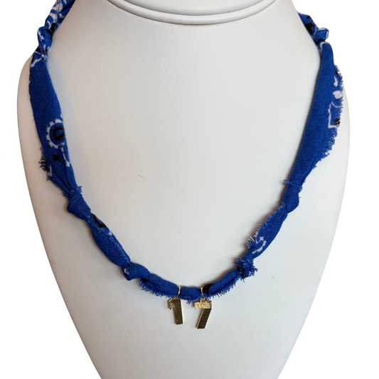 17 FOOTBALL CHARM NECKLACE BLUE