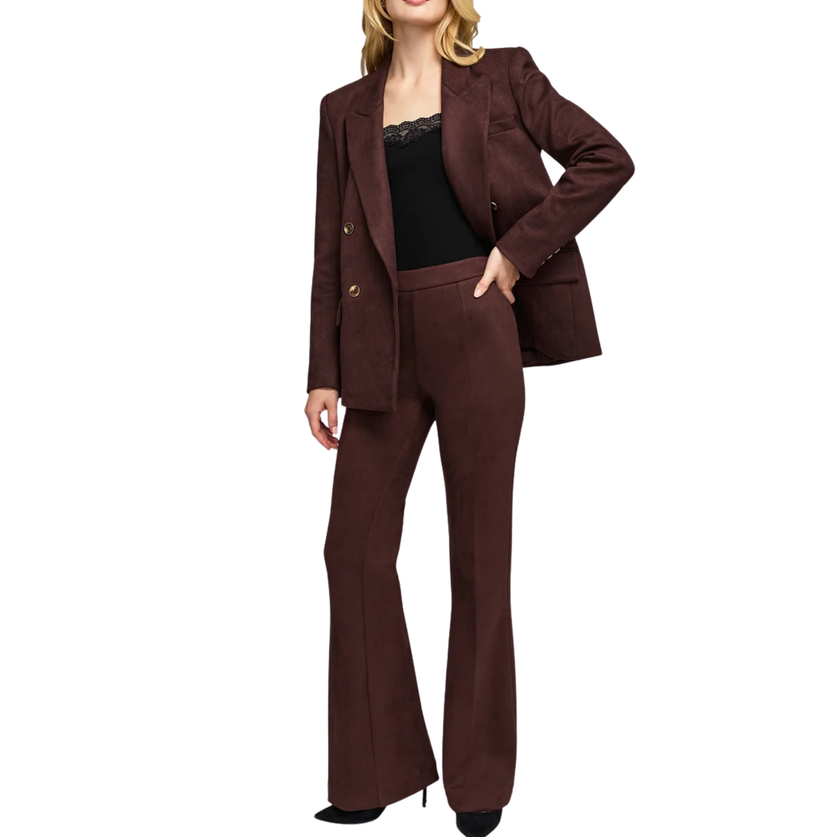 ELISE STRETCH SUEDE PANT ESPRESSO