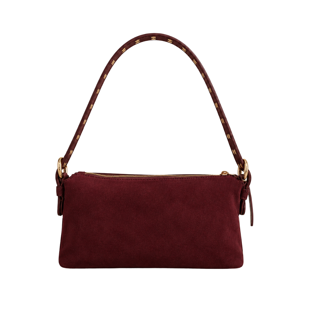 ALEXX STUD SUEDE BAG BURGUNDY
