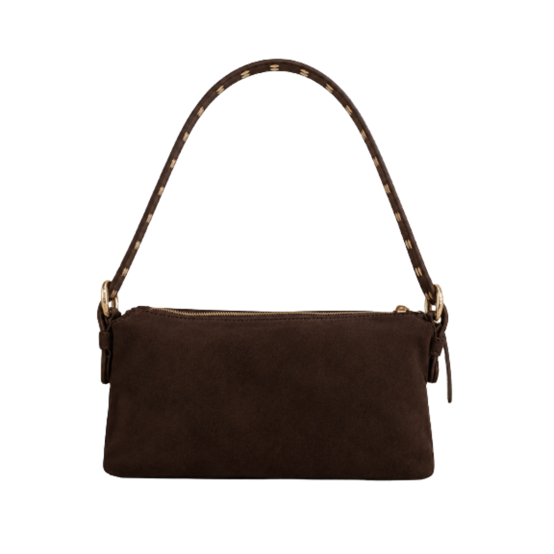 ALEXX STUD SUEDE BAG CHOCOLATE
