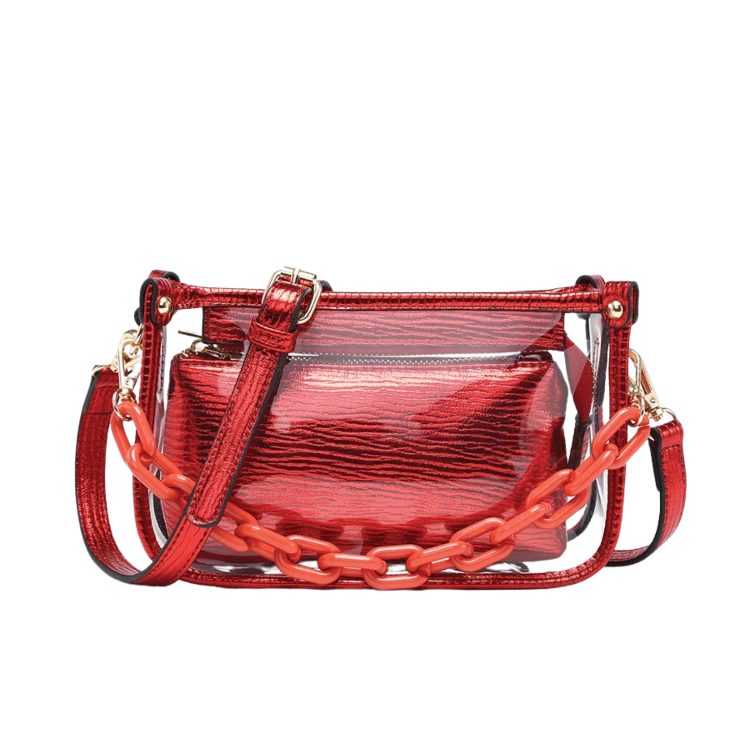 JESSICA STADIUM CHAIN STRAP BAG RED