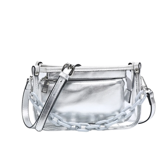 JESSICA STADIUM CHAIN STRAP BAG SILVER