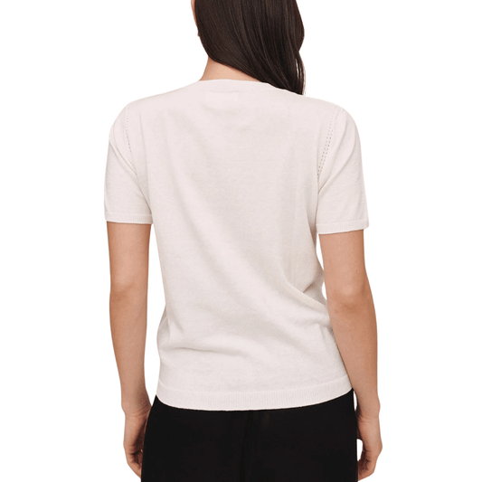 SHORT SLEEVE CREW NECK KNIT TOP IVORY