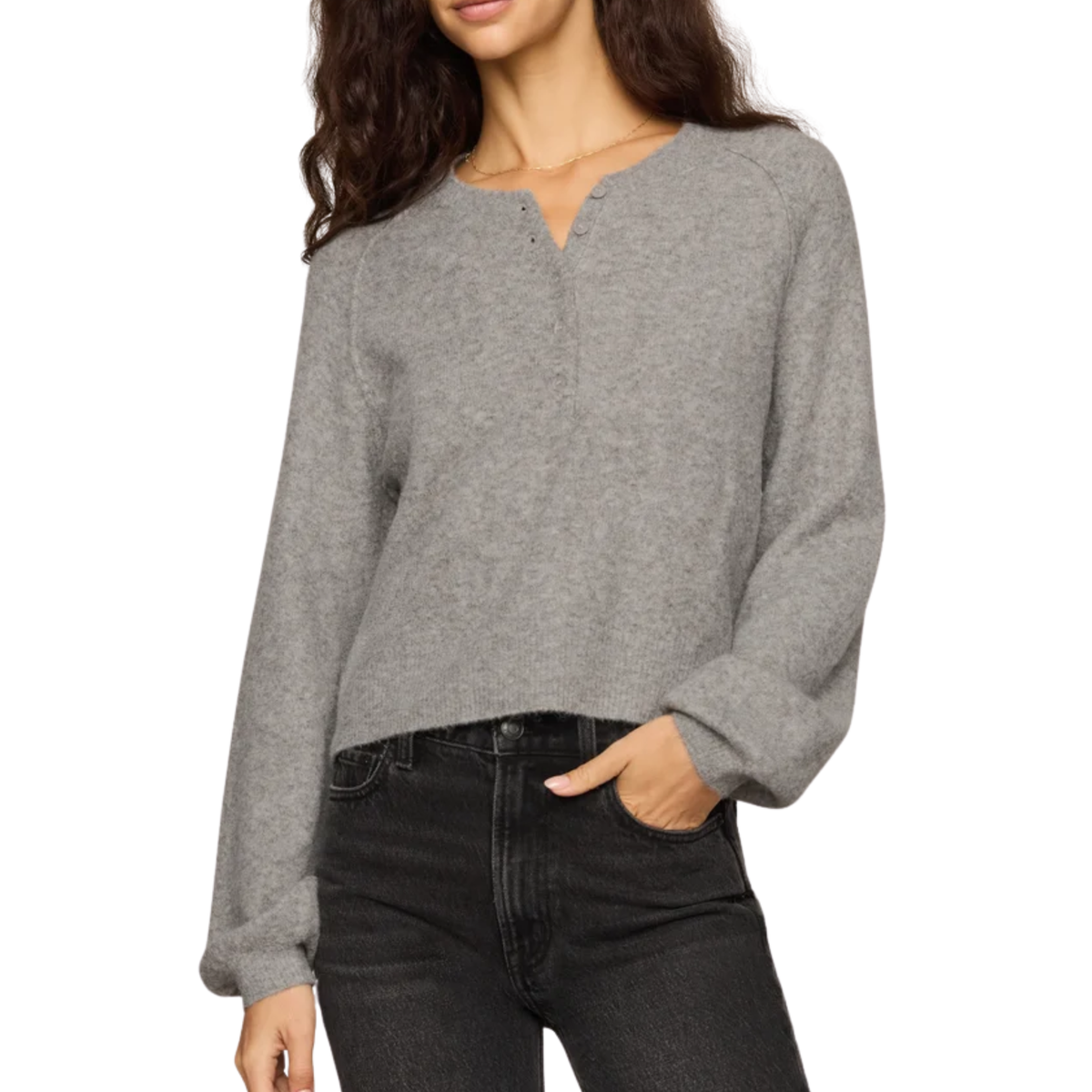 WESTMONT HENLEY SWEATER CLASSIC HEATHER GREY