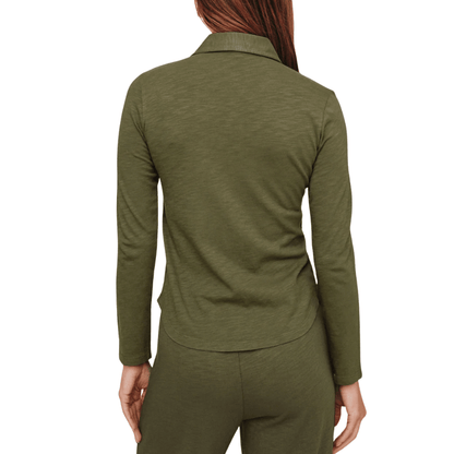 BUTTON UP KNIT TOP OLIVE NIGHT