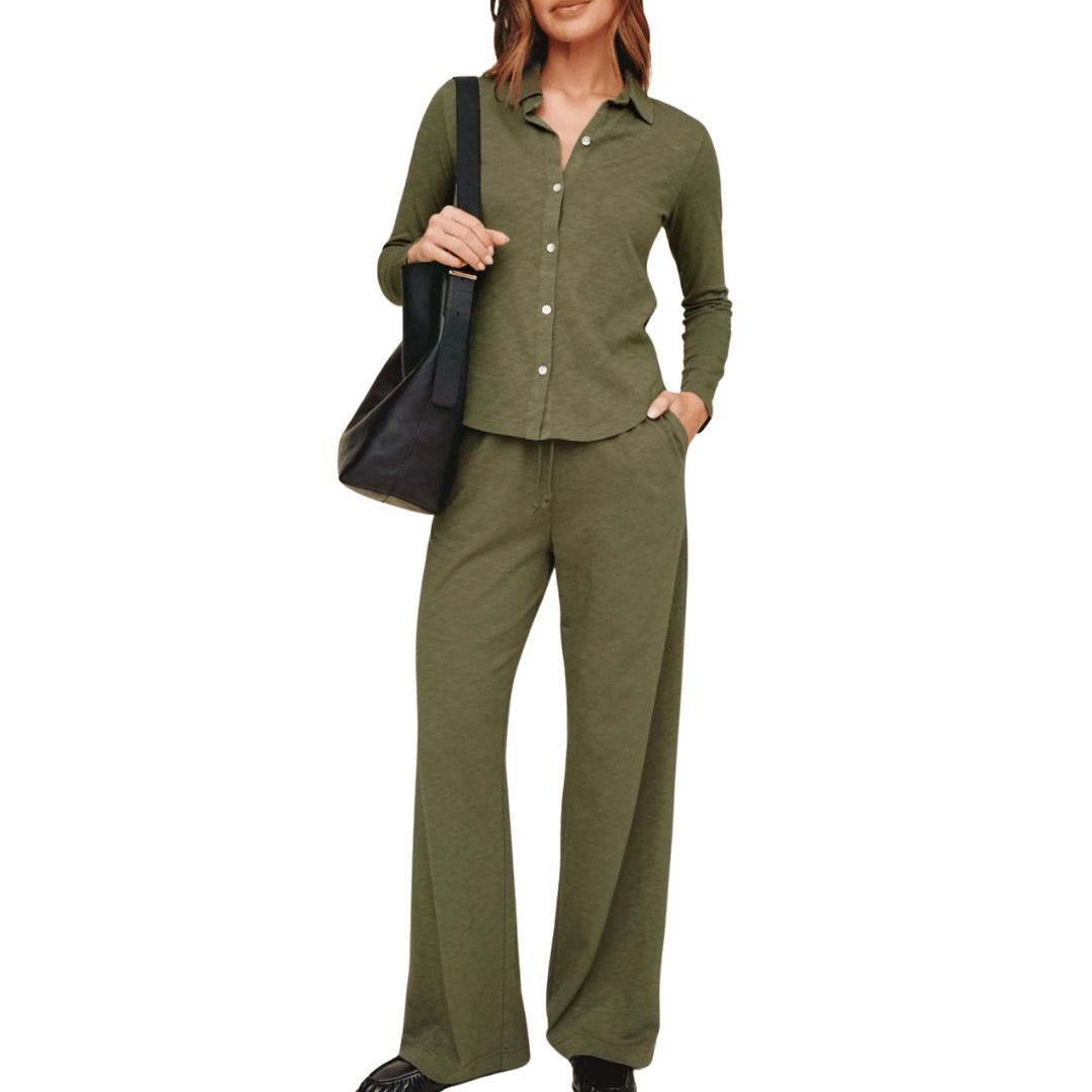 BUTTON UP KNIT TOP OLIVE NIGHT