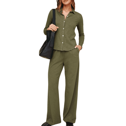 BUTTON UP KNIT TOP OLIVE NIGHT