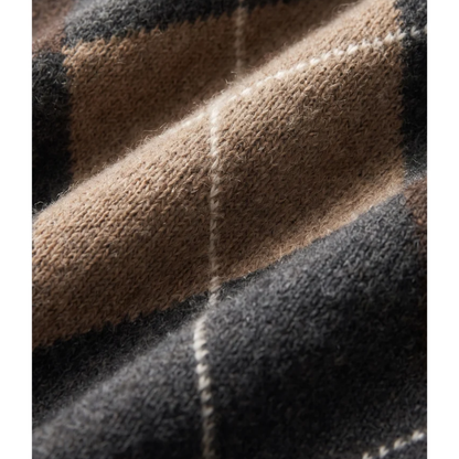 MEDINA ARGYLE CARDIGAN CHARCOAL HEATHER