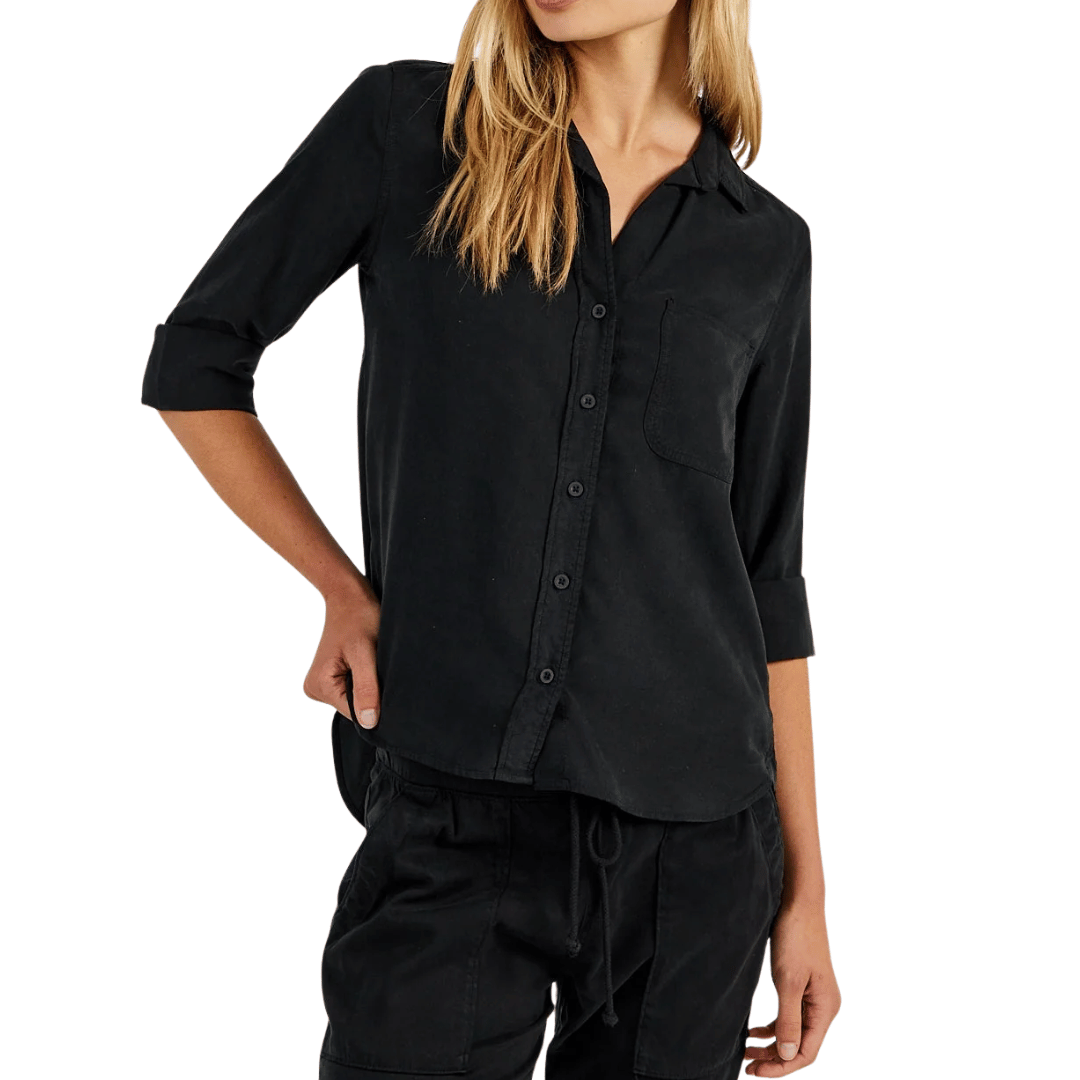 SHIRT TAIL BUTTON DOWN VINTAGE BLACK