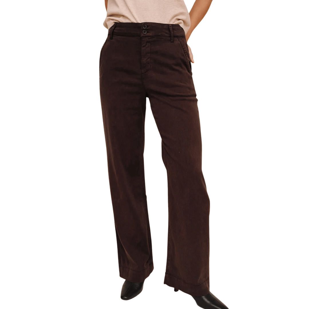 SYDNEY WIDE LEG PANT DARK CHESTNUT