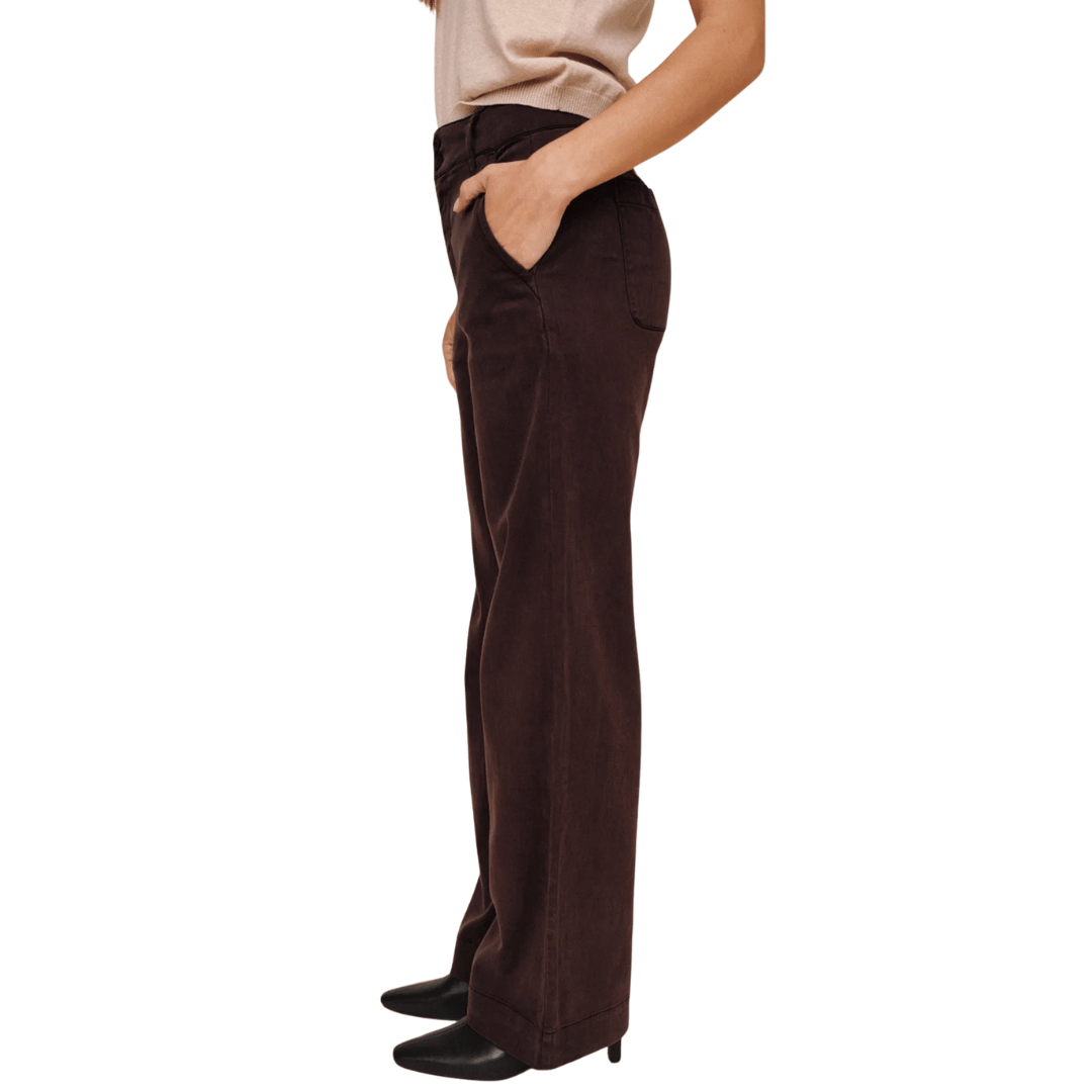 SYDNEY WIDE LEG PANT DARK CHESTNUT