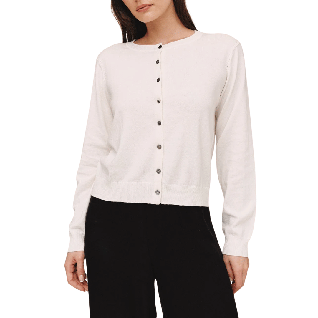 CREW NECK CARDIGAN IVORY