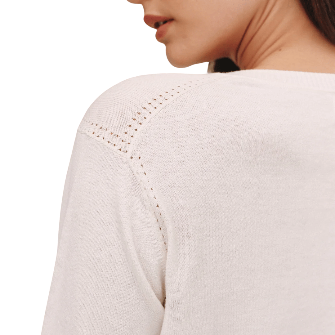 CREW NECK CARDIGAN IVORY
