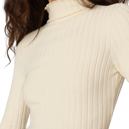 HATTIE SILKY RIB MOCK NECK TOP ANTIQUE WHITE