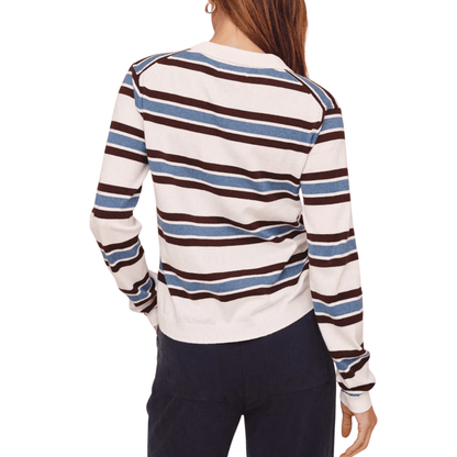 PLACKET PULLOVER SWEATER GARNET STRIPE